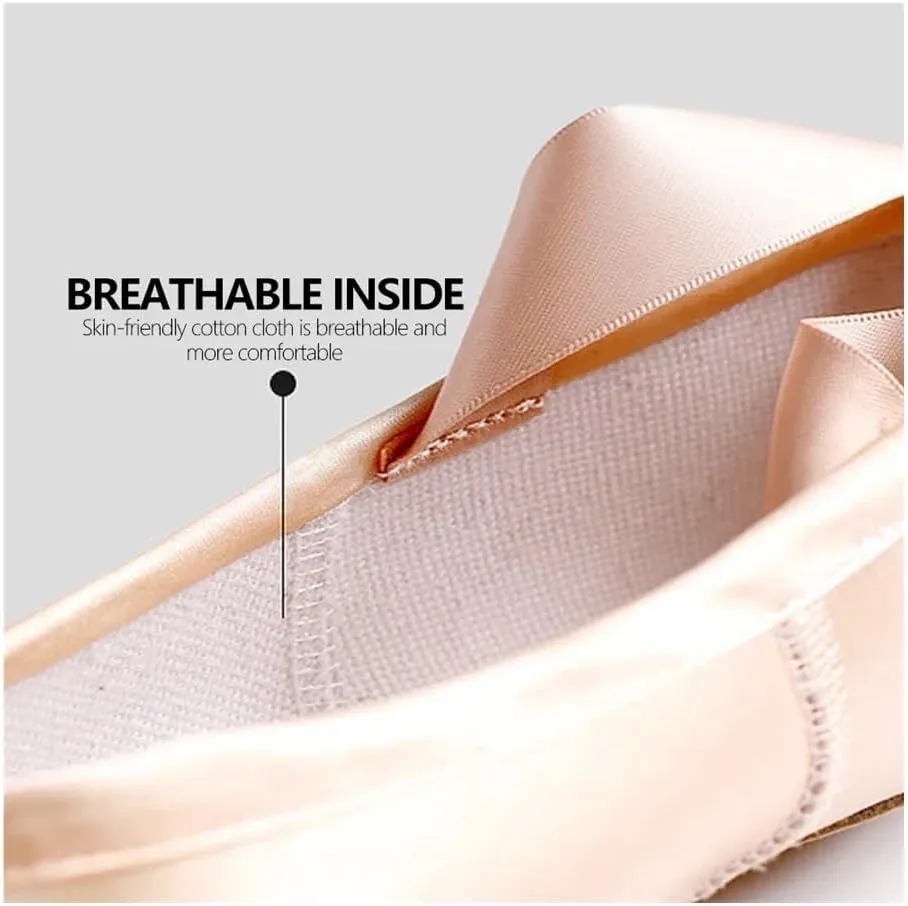 Professional Ballet Pointe Shoes with Genuine Leather Sole Women Satin Ballet Shoes with Ribbons for Professional Ballerina(41) Pink