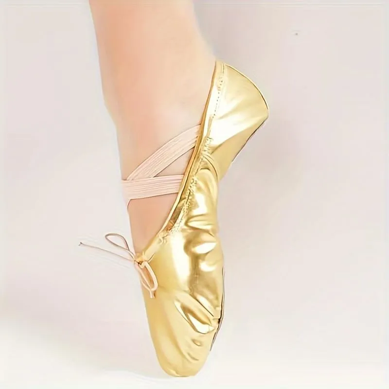 pu leather dance shoes, women's soft-soled practice, ballet large-sized, adult belly dance performance, ethnic dance