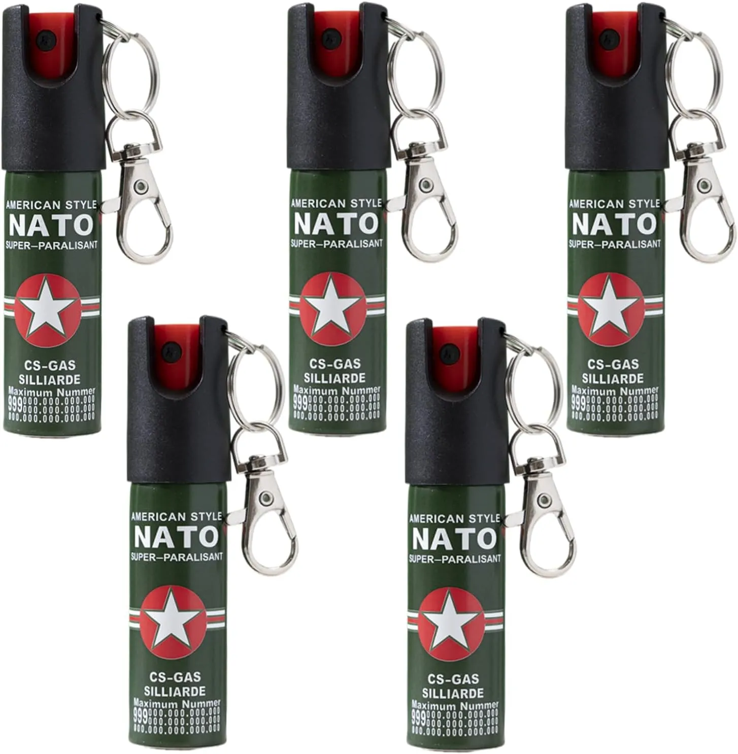 PUEZOKLY 5Pack 20ml Pepper Spray Keychain Women Girls with lipstick cover Cat Decoration