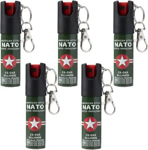 PUEZOKLY 5Pack 20ml Pepper Spray Keychain Women Girls with lipstick cover Cat Decoration