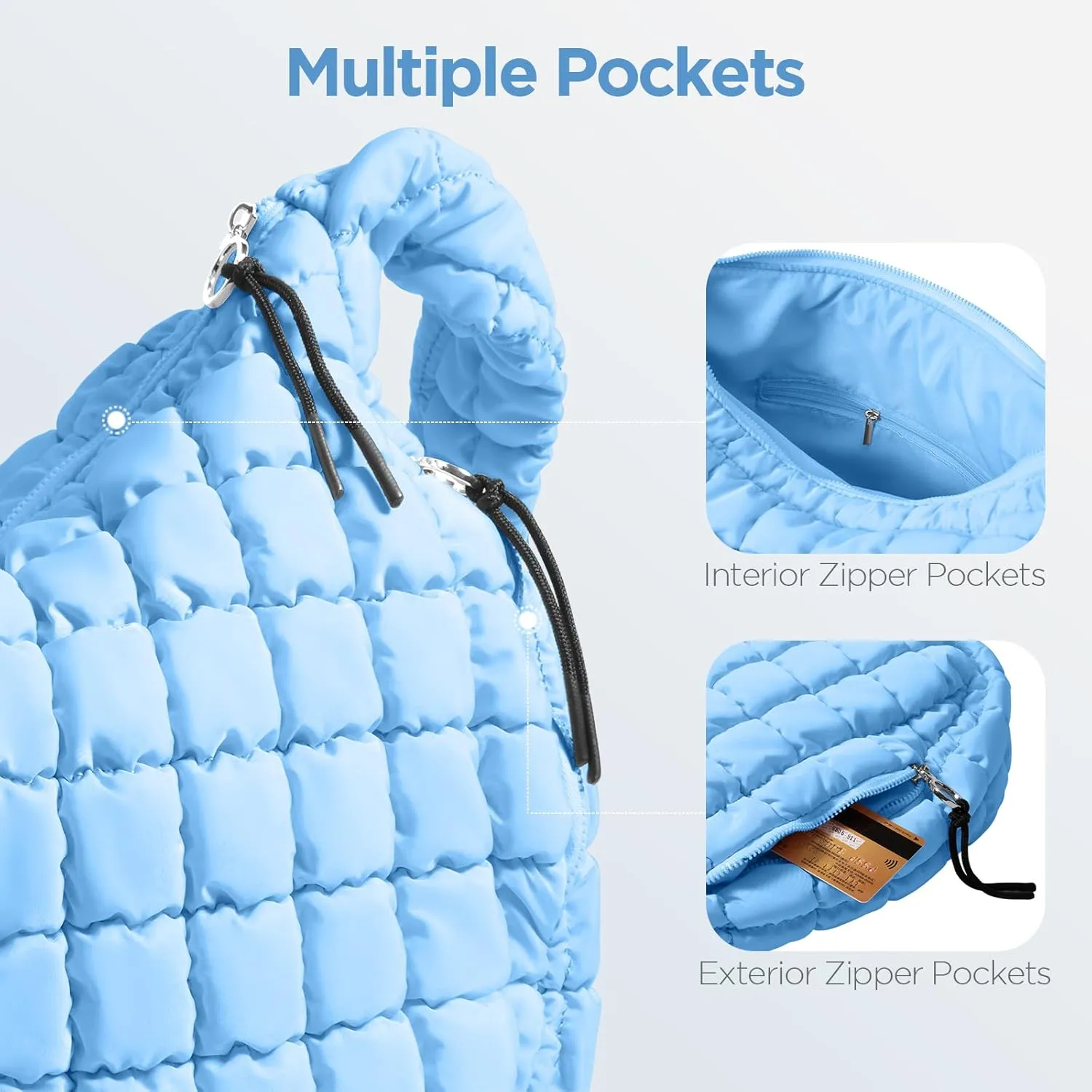 Puffer Tote Bag for Women Large Quilted Tote Bag Quilted Carryall Bag Soft Puffy Crossbody Bag Hobo Handbags Puff Purse