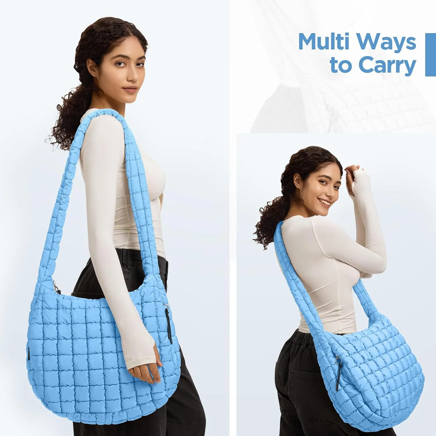 Puffer Tote Bag for Women Large Quilted Tote Bag Quilted Carryall Bag Soft Puffy Crossbody Bag Hobo Handbags Puff Purse