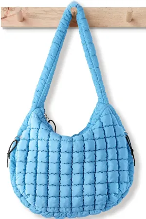 Puffer Tote Bag for Women Large Quilted Tote Bag Quilted Carryall Bag Soft Puffy Crossbody Bag Hobo Handbags Puff Purse