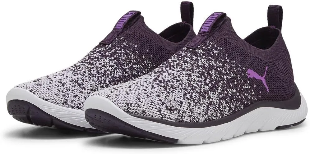 PUMA Women's Softride Remi Slip-On Knit WN's Street Running Shoe, Midnight Plum Lilac Frost PUMA White, 8 Women