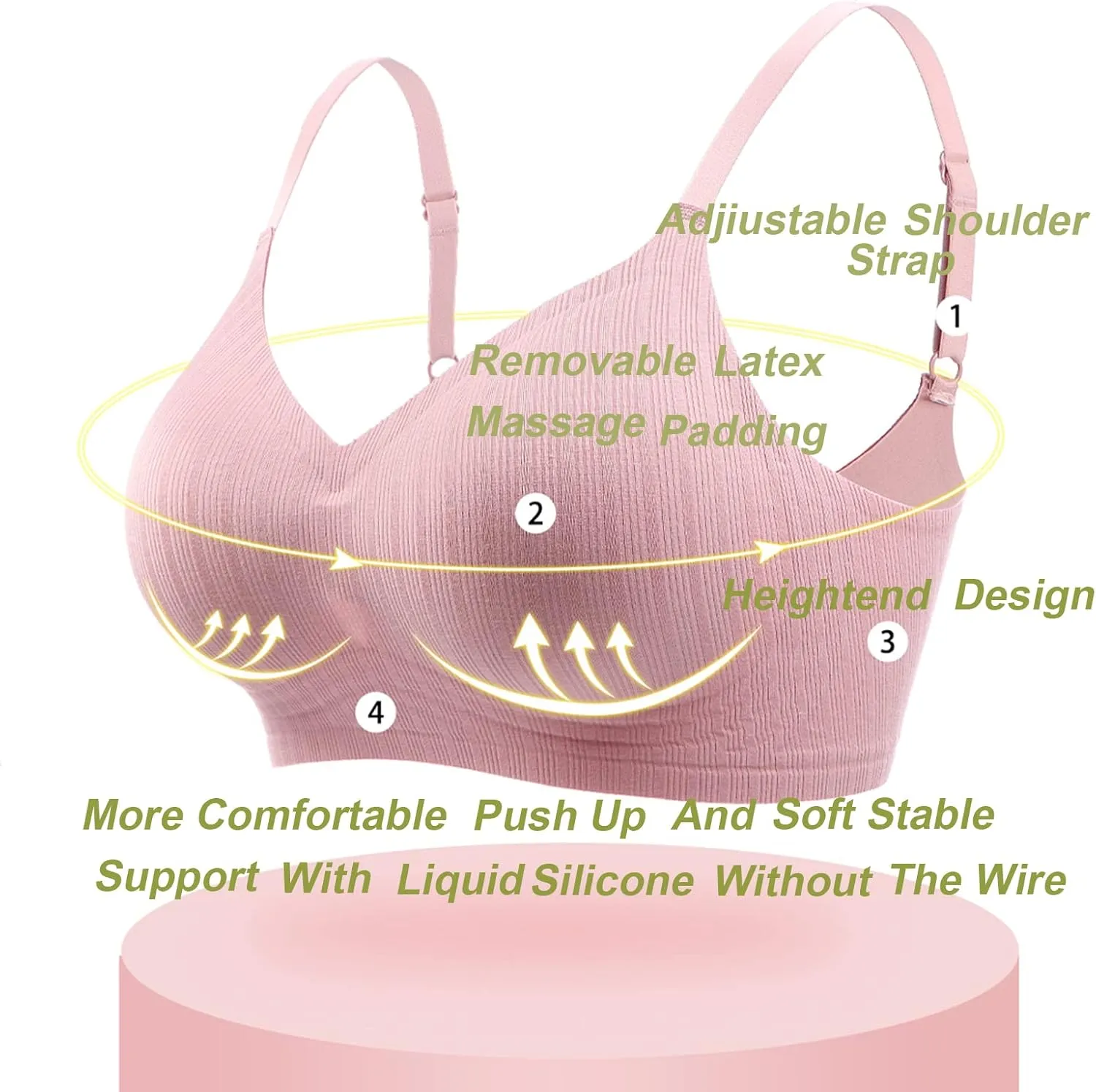 Push Up Bras for Women Wireless Bra Silicone Soft Support Seamless Comfortable Wire Free Bralette Small to Plus Size