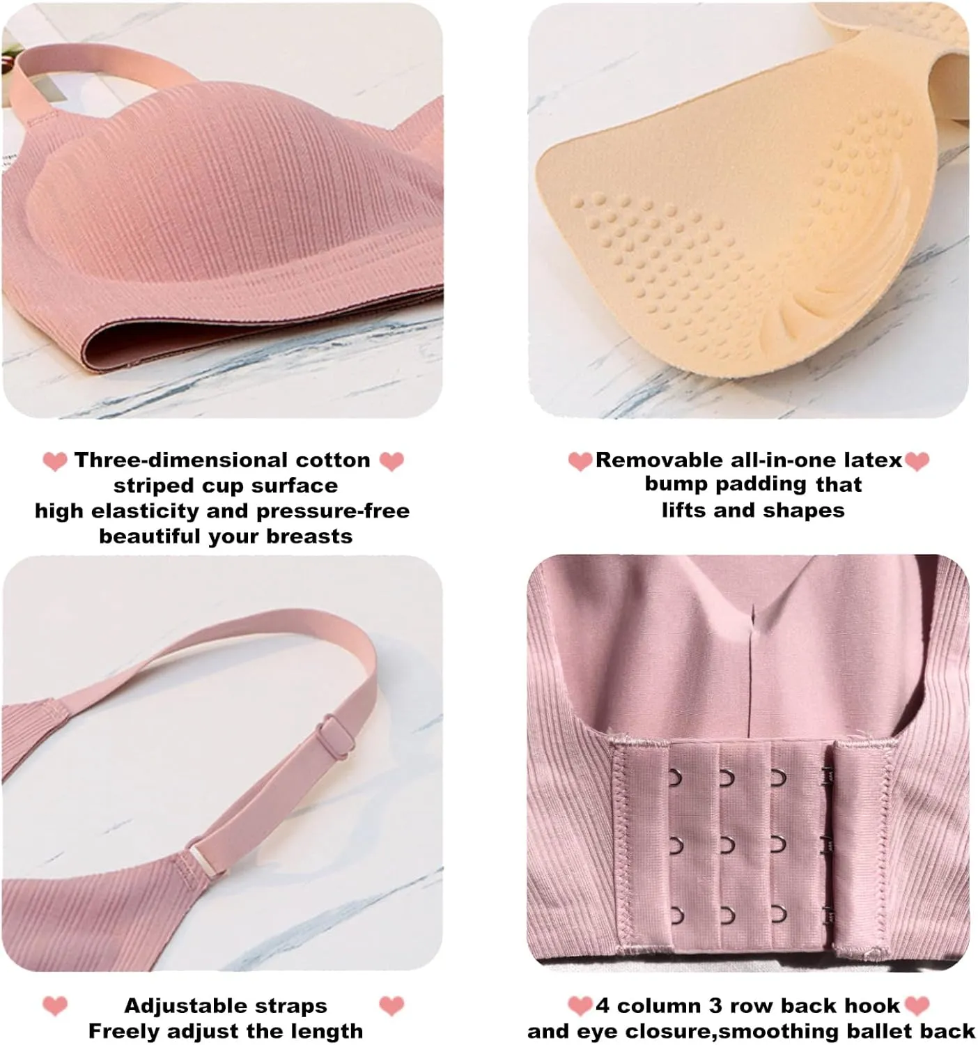 Push Up Bras for Women Wireless Bra Silicone Soft Support Seamless Comfortable Wire Free Bralette Small to Plus Size