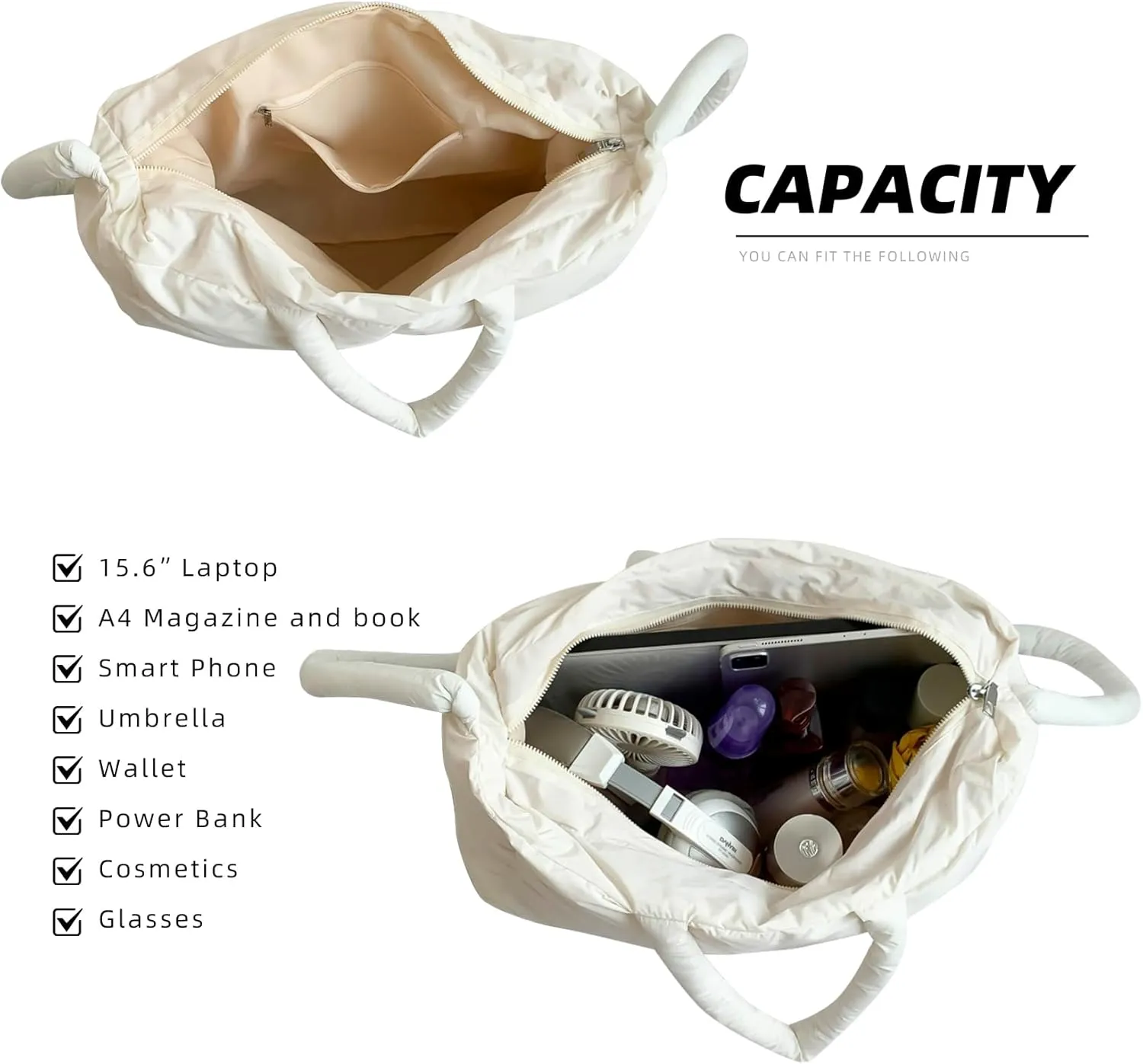 Quilted Puffer Tote Bag for Women Soft Puffy Handbags Purse Soft Lightweight Shoulder Bag