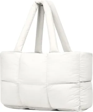 Quilted Puffer Tote Bag for Women Soft Puffy Handbags Purse Soft Lightweight Shoulder Bag