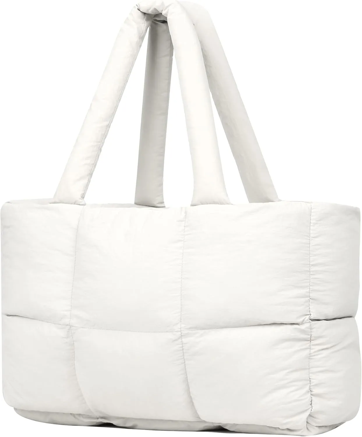 Quilted Puffer Tote Bag for Women Soft Puffy Handbags Purse Soft Lightweight Shoulder Bag