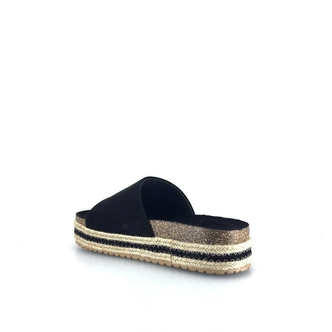 Qupid Womens Size 6M Black Everyday Espadrille Slides “Idelisa-02”