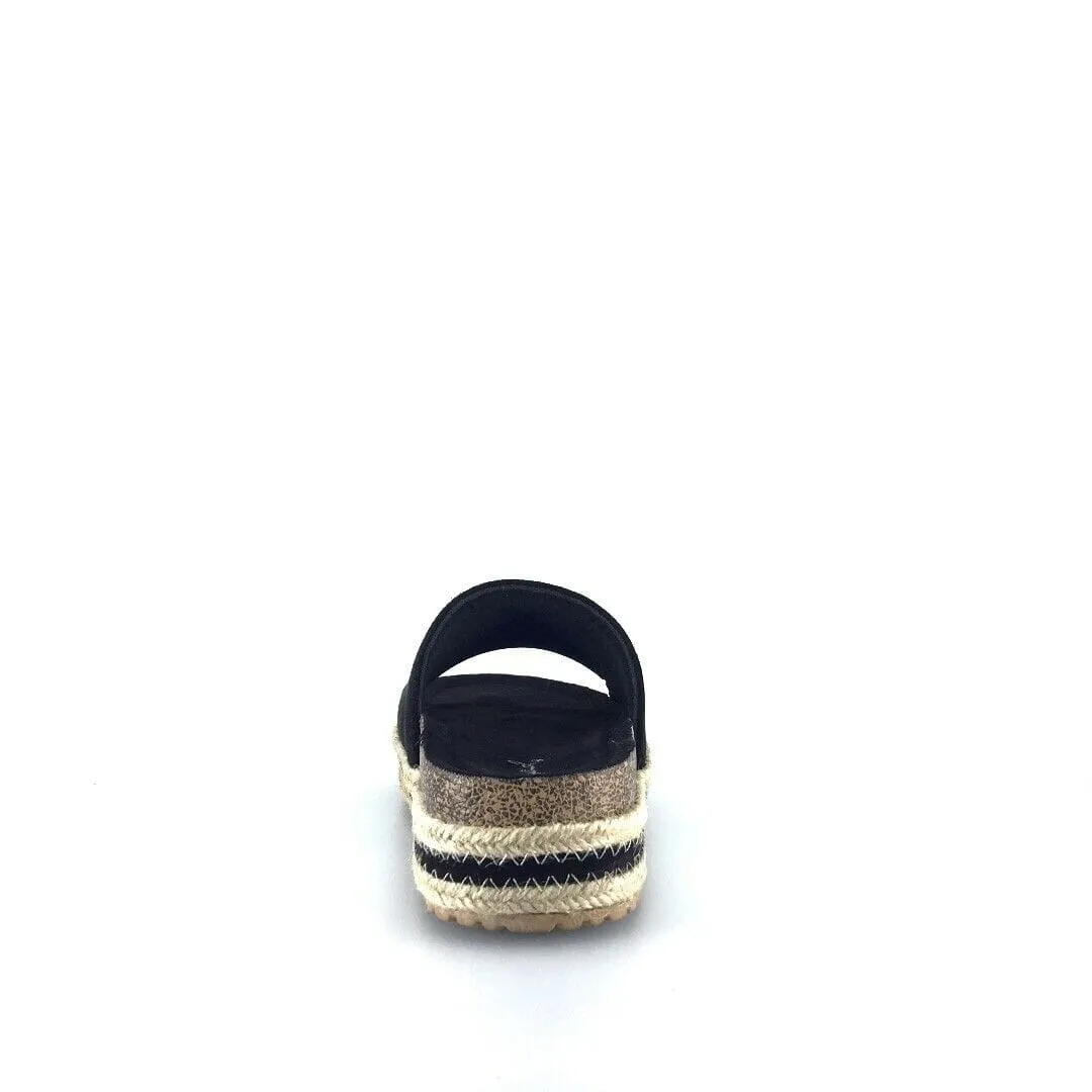 Qupid Womens Size 6M Black Everyday Espadrille Slides “Idelisa-02”