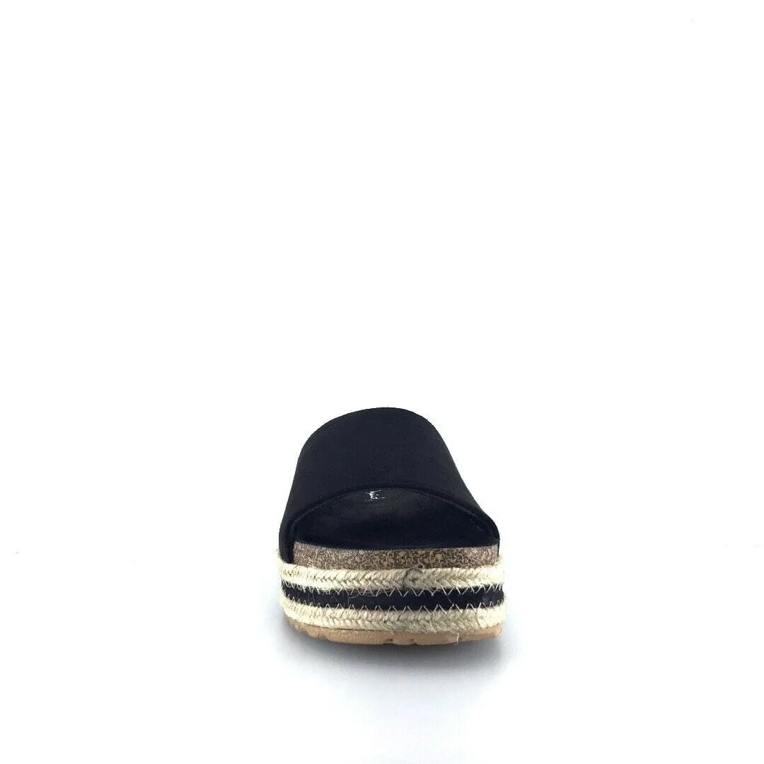 Qupid Womens Size 6M Black Everyday Espadrille Slides “Idelisa-02”