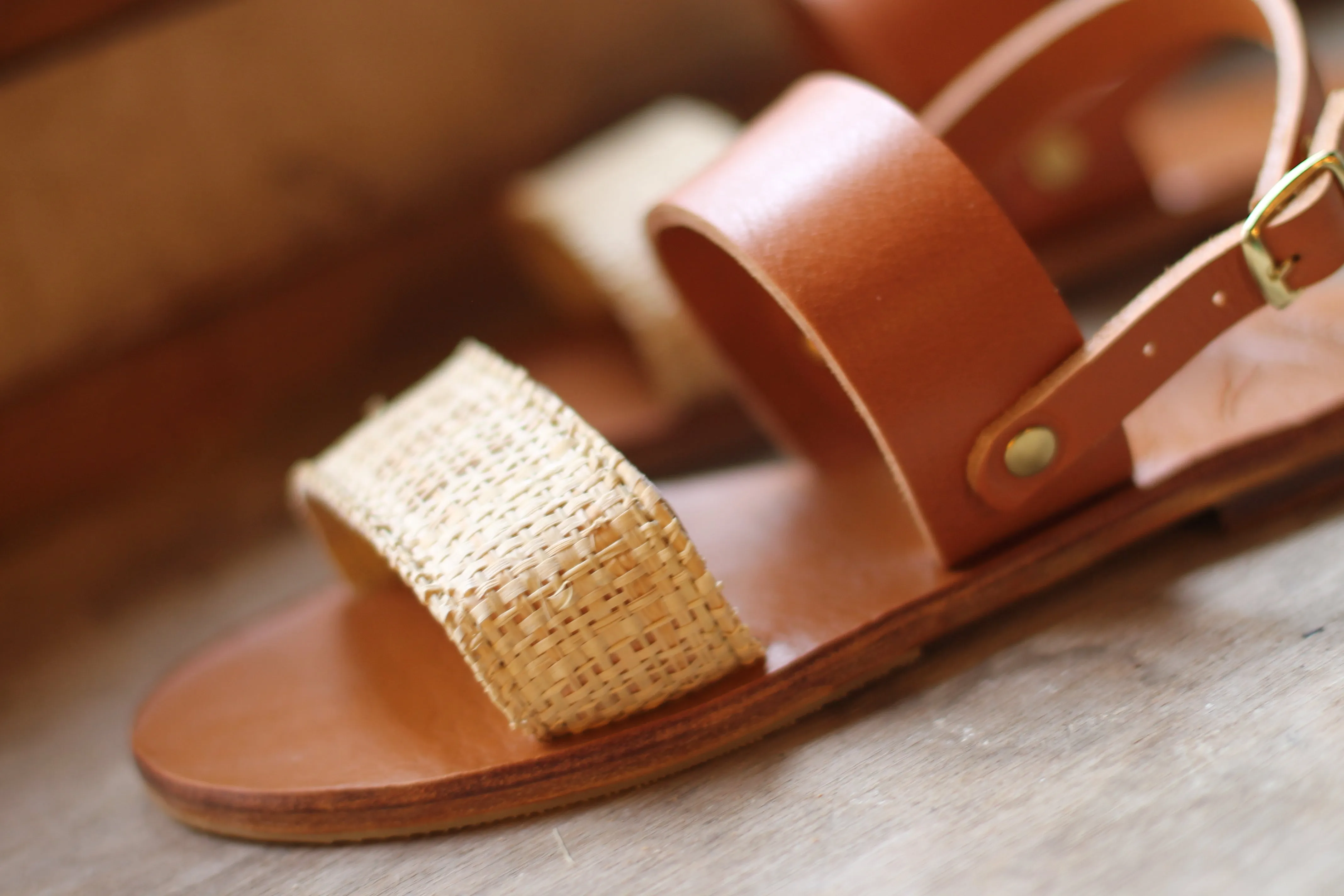 Raphiki - Camel Sole - Slingback Two-Strap Sandals