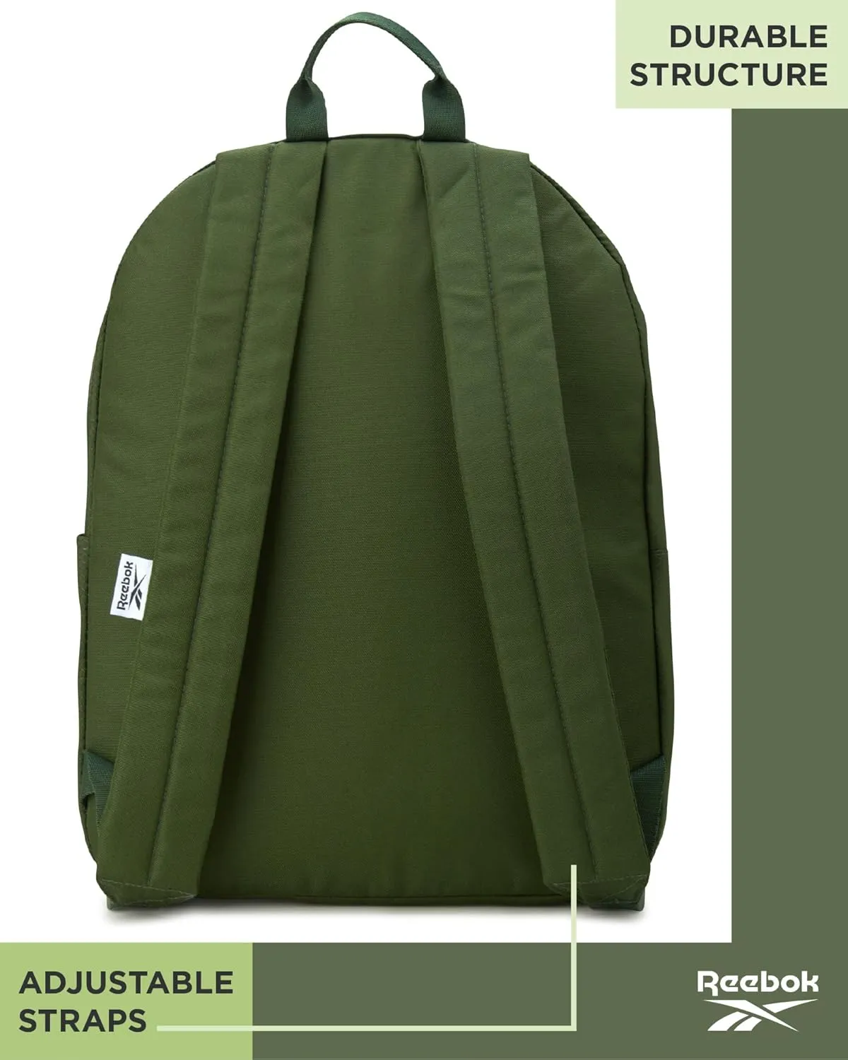 Reebok Element Backpack - Lightweight Compact Everyday Carry On Work, Gym, or Travel Backpack for Men and Women, Green Element