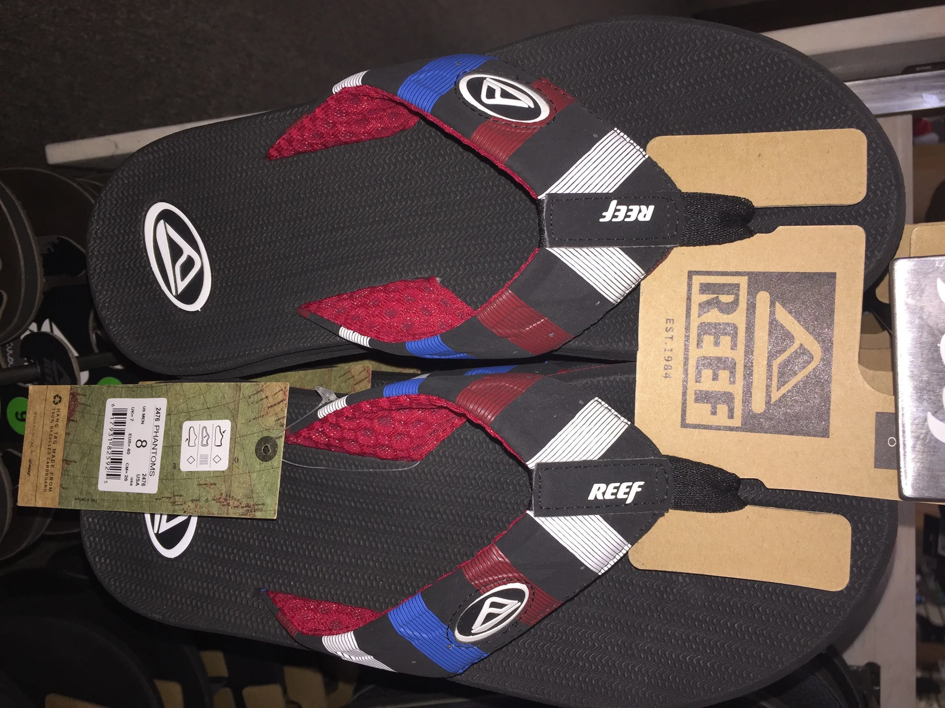 Reef Men's Size Phantoms Black Black 2476USA Sandals Flip Flops