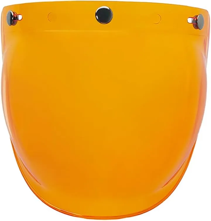 Retro 3-Snap Helemt Bubble Visor,Flip Up Down Bubble Shield for Open Face 3/4 Face Helmets (Amber)