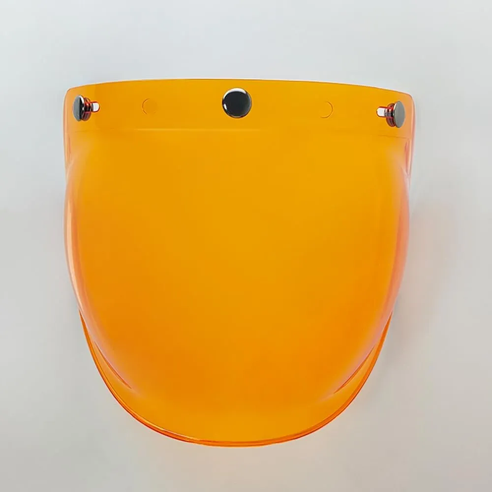 Retro 3-Snap Helemt Bubble Visor,Flip Up Down Bubble Shield for Open Face 3/4 Face Helmets (Amber)