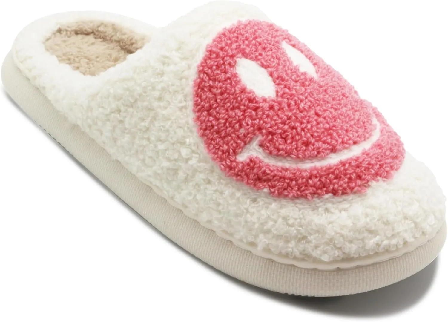 Retro Fuzzy Face Slippers for Women Men, Lightweight Slip-on Soft Fluffy Warm Couple Style Casual Cute Cozy Indoor Outdoor House Memory Foam Happy Face Slippers