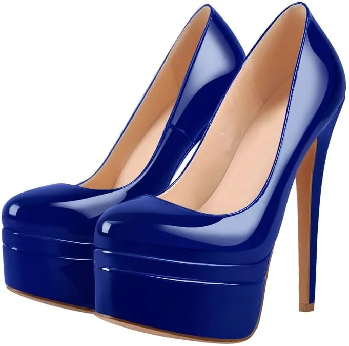 richealnini Sexy Platform Heel for Women Slip On Stiletto High Heel Pumps Closed Toe Heels