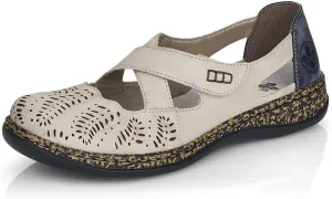 Rieker Daisy 75 Slipon Womens Slip On 38 M EU CreamBlue