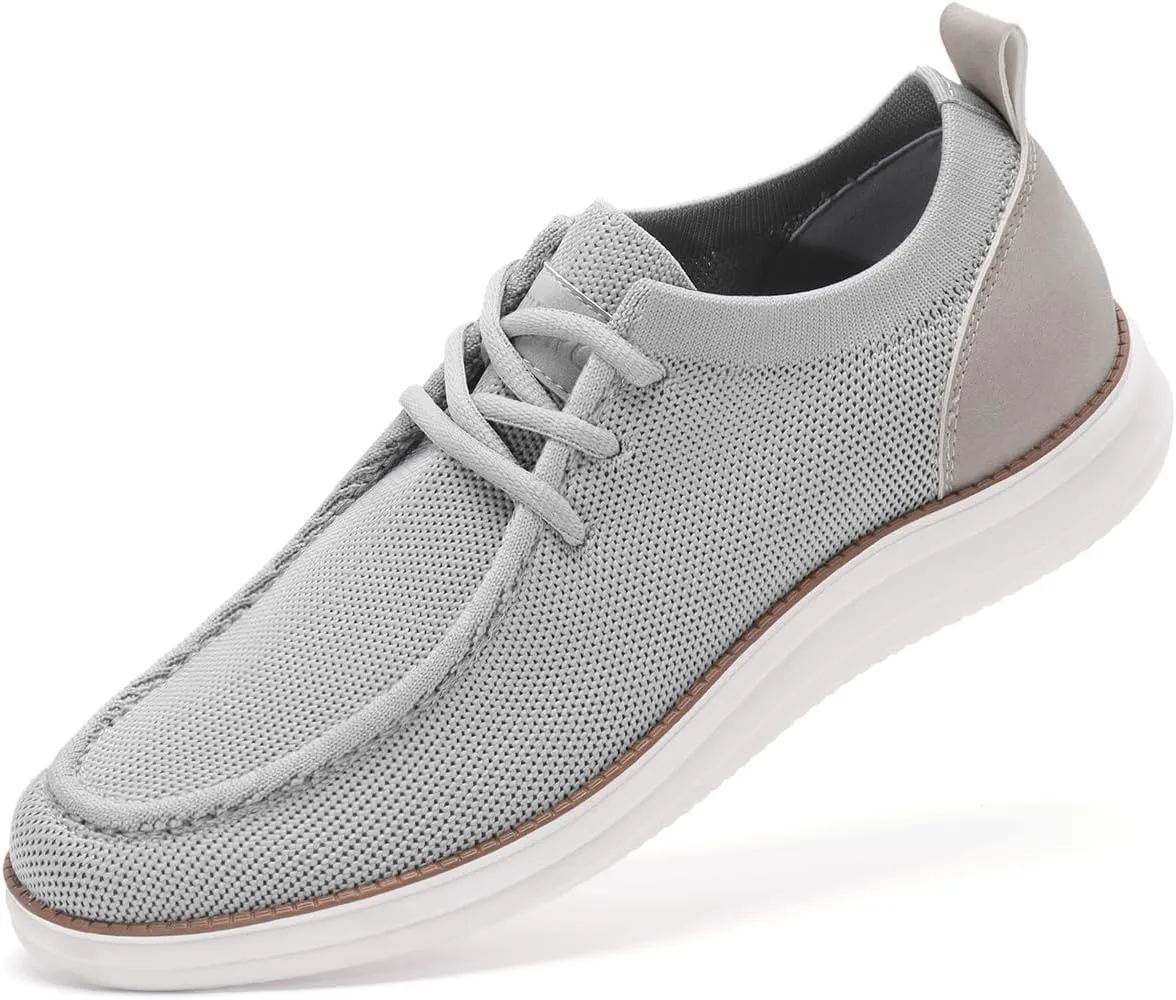 Rihero Mens Casual Shoes Wide Loafers Comfortable Walking Slip On Lightweight Breathable Lace Up Shoes