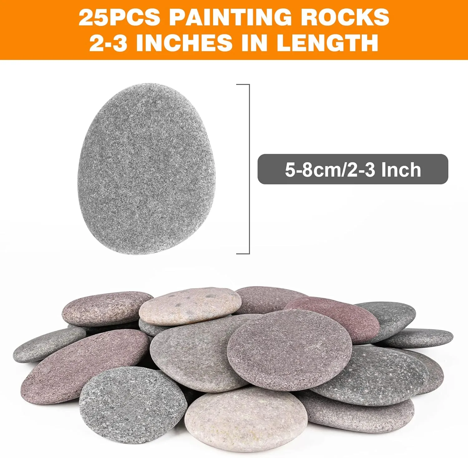 River Rocks for Painting 25 Pcs Large 2-3 Inch Flat Smooth Painting Stones Craft Rock to Paint for Kids Crafts Painting Bulk