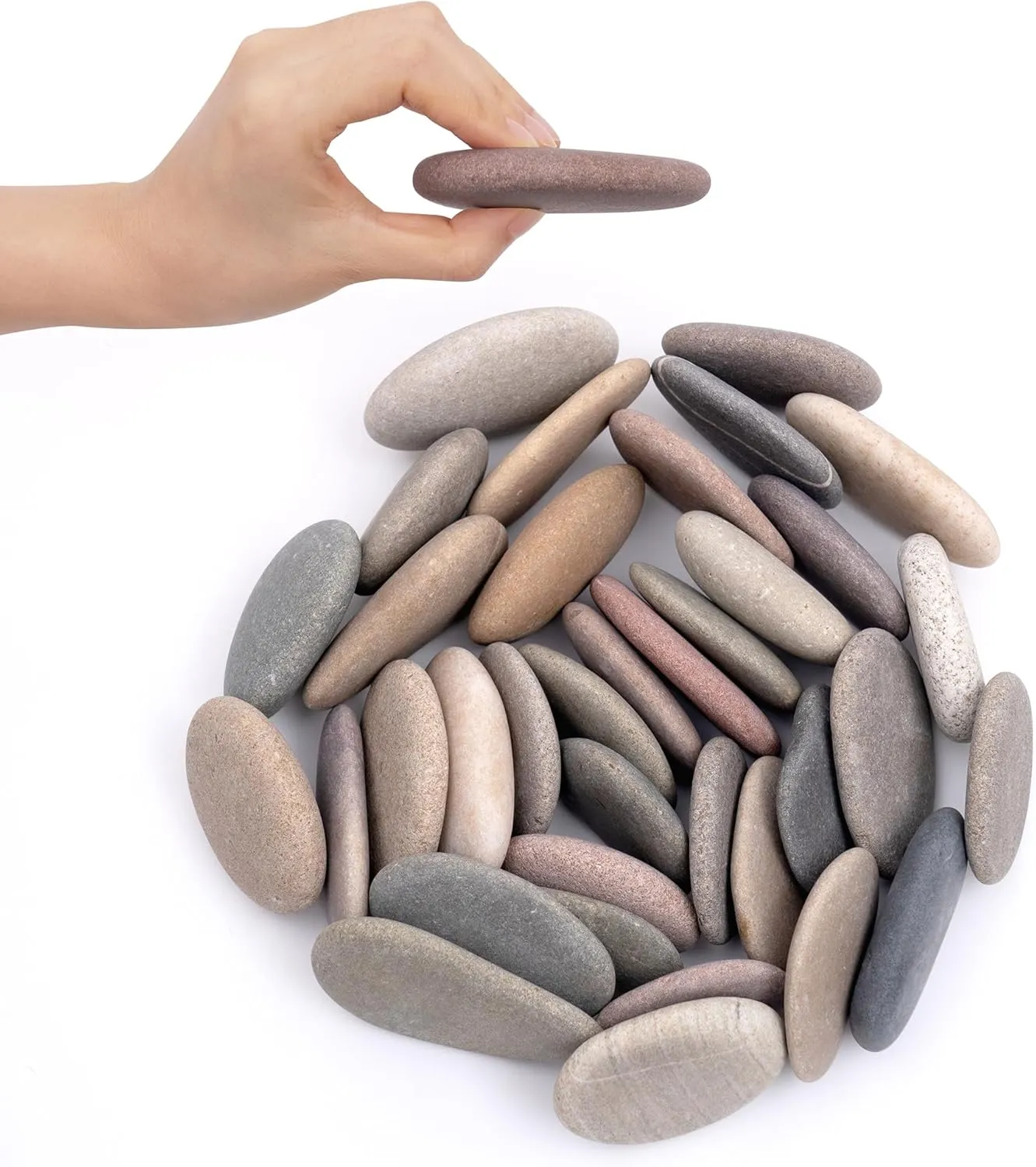 ROCART 12 Large 3.15-4.15" Flat Rocks for Painting, Smooth River Rocks Painting Supplies for Kindness Stones, Arts and Crafts, Decoration