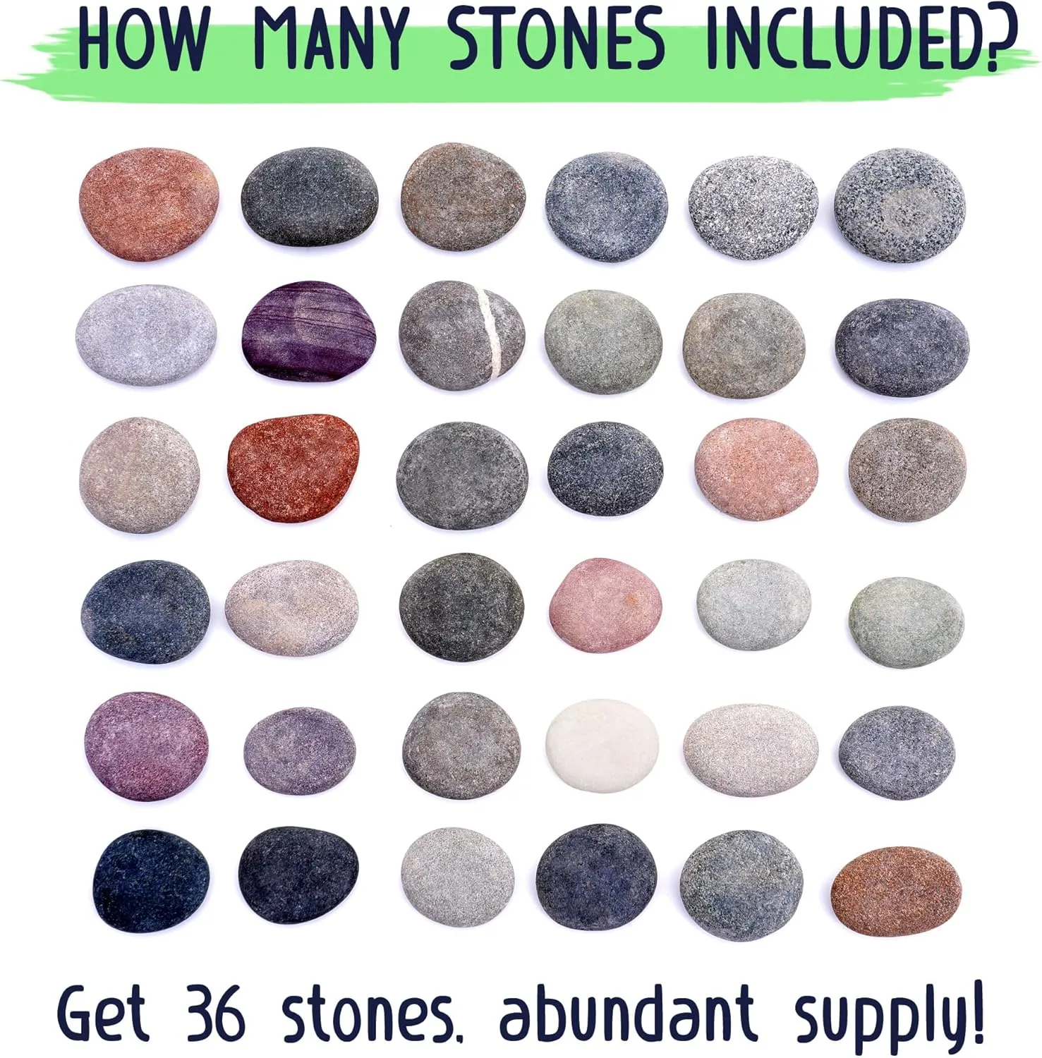 ROCART 60 Large 1.5-2.0" Flat Rocks for Painting, Smooth River Rocks Painting Supplies for Kindness Stones, Arts and Crafts, Decoration