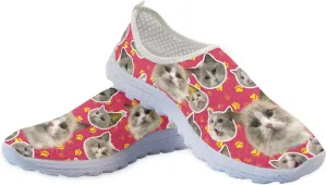 Rose Women Breathable Mesh Sneakers, Leopard Slip on Walking Shoe, Sport Gym Running Shoes Beach Aqua Footwear