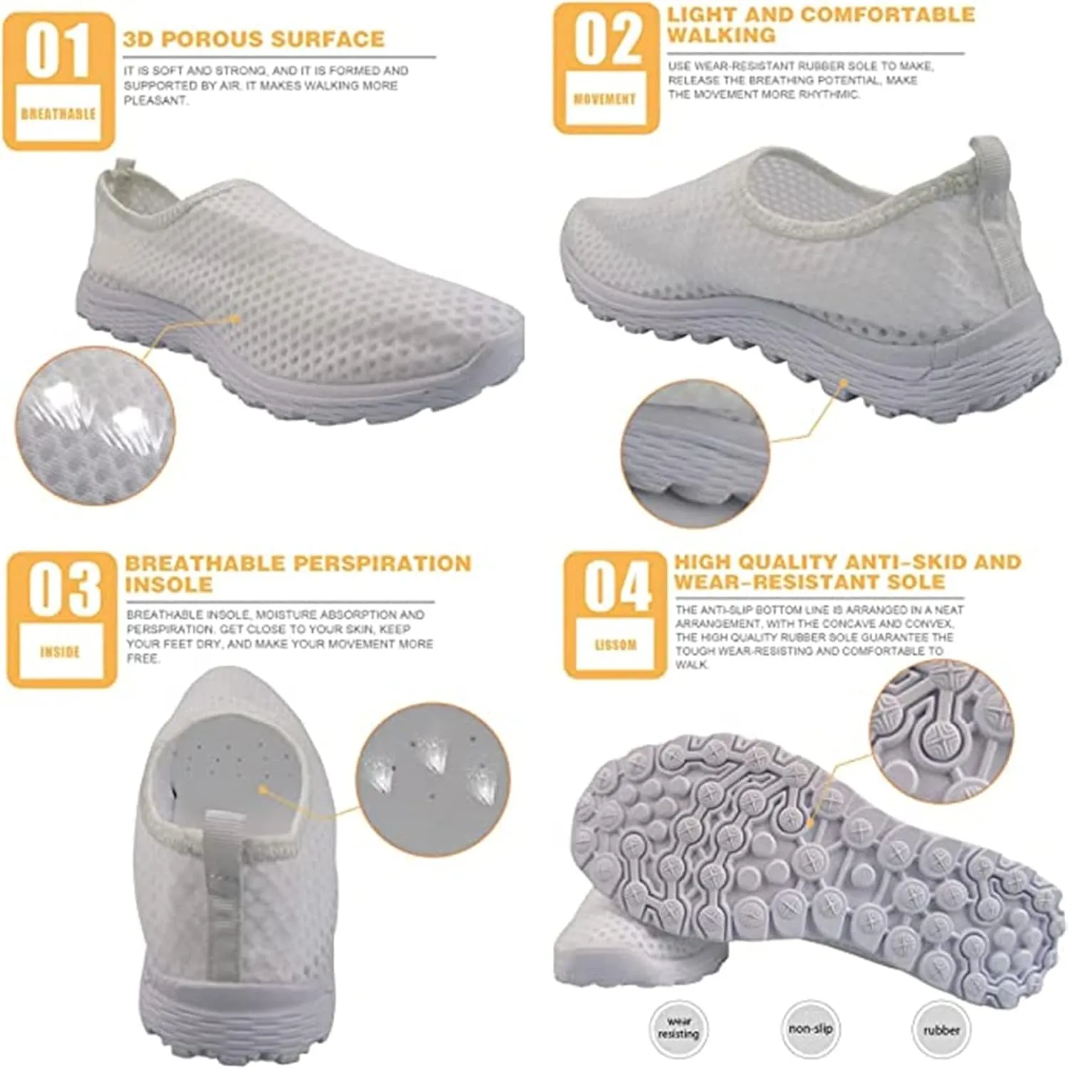 Rose Women Breathable Mesh Sneakers, Leopard Slip on Walking Shoe, Sport Gym Running Shoes Beach Aqua Footwear