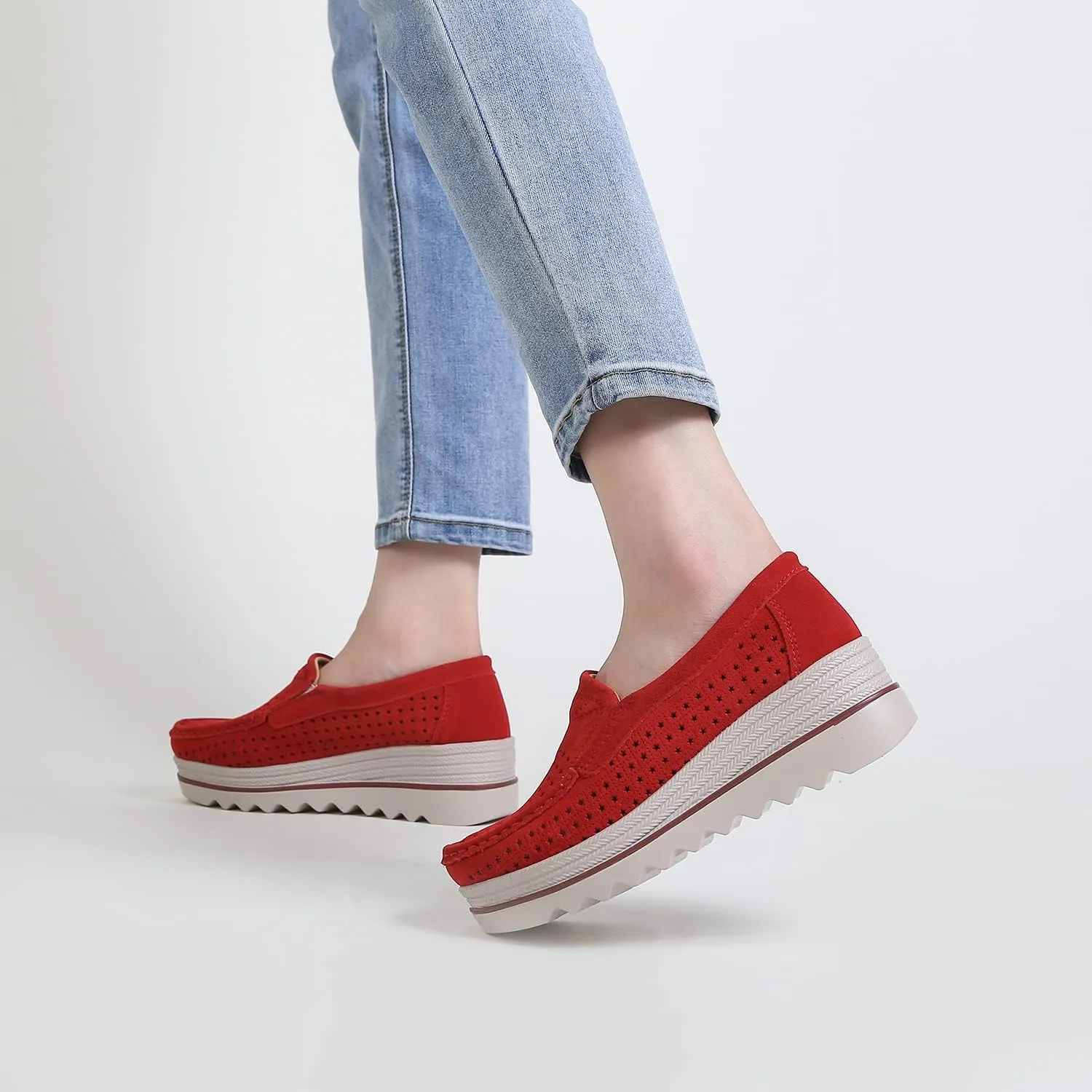 Ruiatoo Womens Slip on Loafers Comfortable Thick Soft Platform Shoes Business Casual Walking Shoes