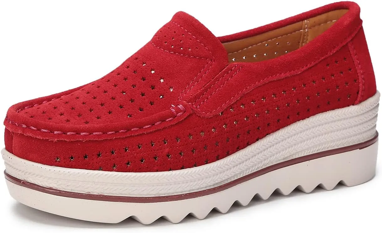 Ruiatoo Womens Slip on Loafers Comfortable Thick Soft Platform Shoes Business Casual Walking Shoes
