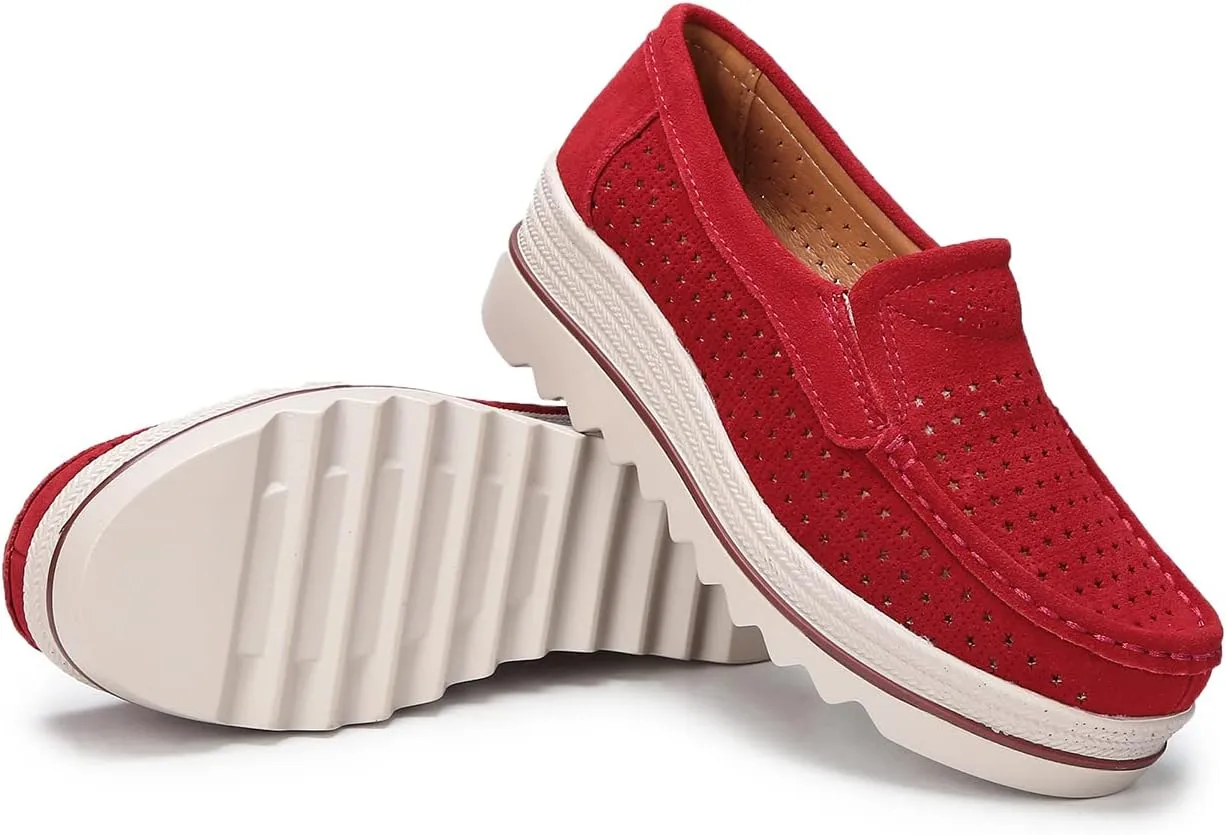 Ruiatoo Womens Slip on Loafers Comfortable Thick Soft Platform Shoes Business Casual Walking Shoes
