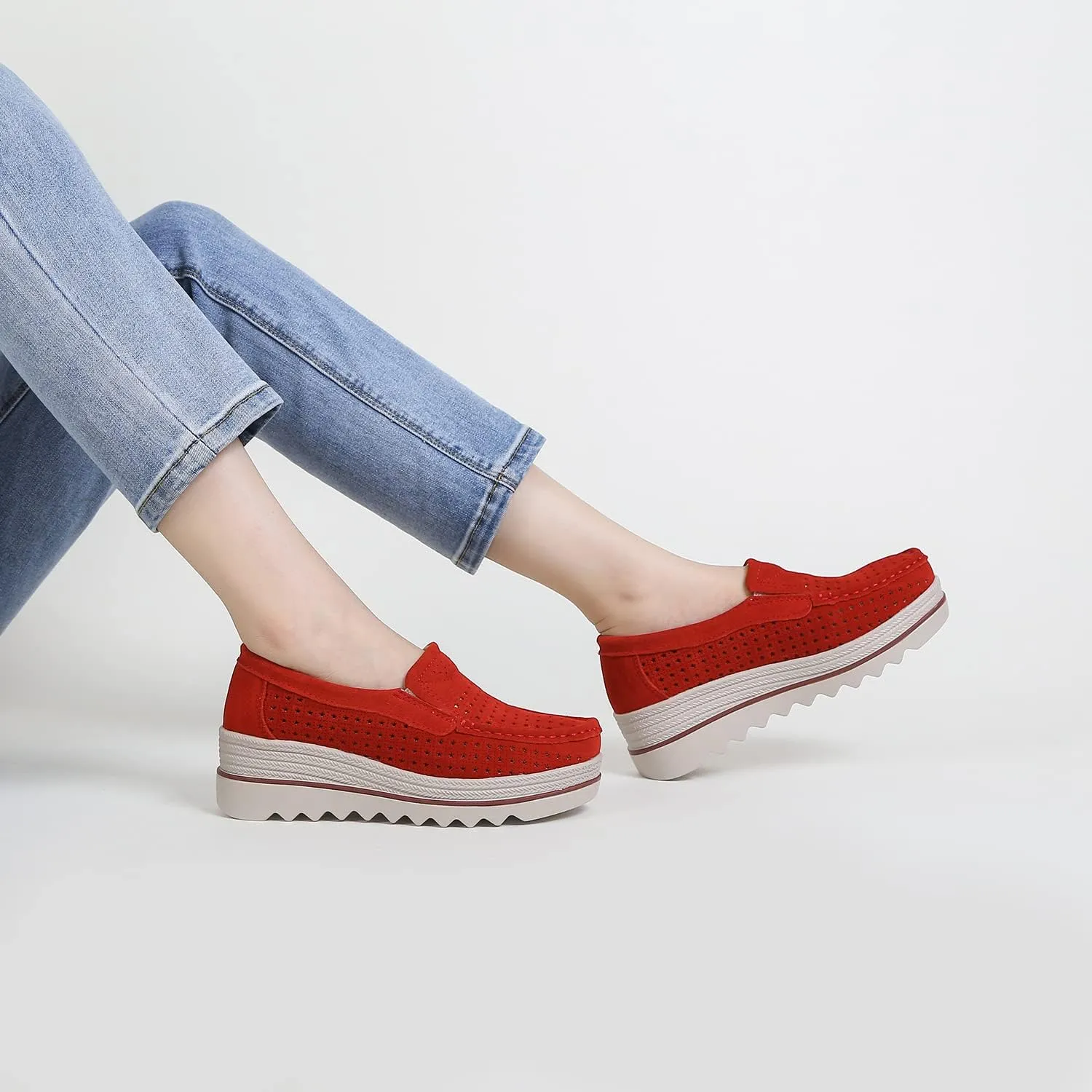 Ruiatoo Womens Slip on Loafers Comfortable Thick Soft Platform Shoes Business Casual Walking Shoes