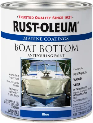 Rust-Oleum 207013 Marine Flat Boat Bottom Antifouling Paint, Quart, Blue