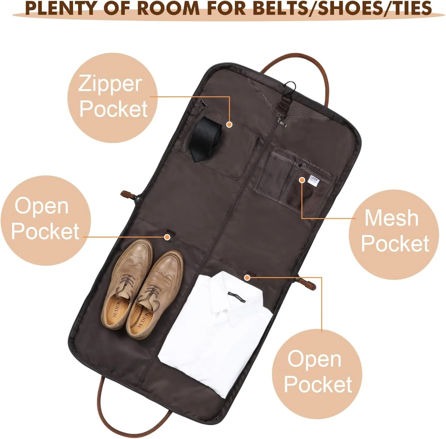 S-ZONE Carry on Garment Bag for Business Travel Canvas Leather Men Suit Cover