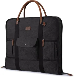 S-ZONE Carry on Garment Bag for Business Travel Canvas Leather Men Suit Cover