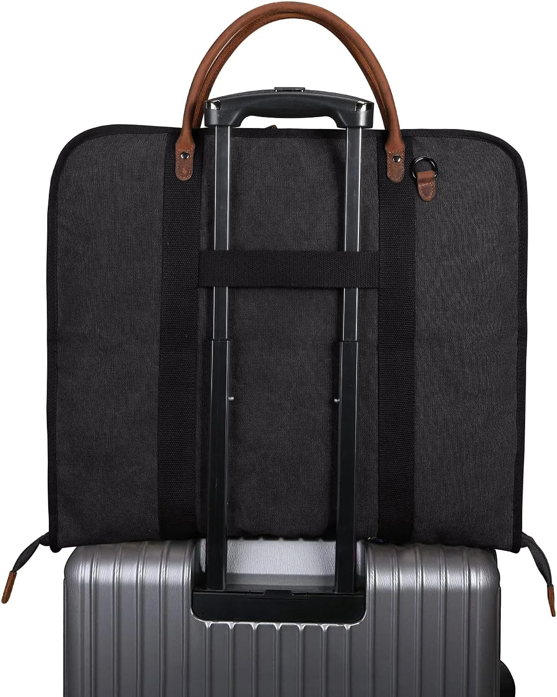 S-ZONE Carry on Garment Bag for Business Travel Canvas Leather Men Suit Cover