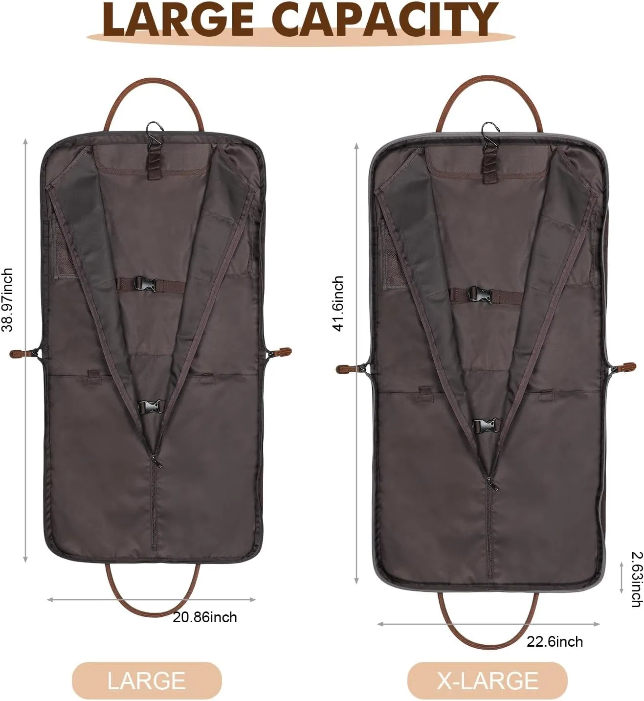 S-ZONE Carry on Garment Bag for Business Travel Canvas Leather Men Suit Cover