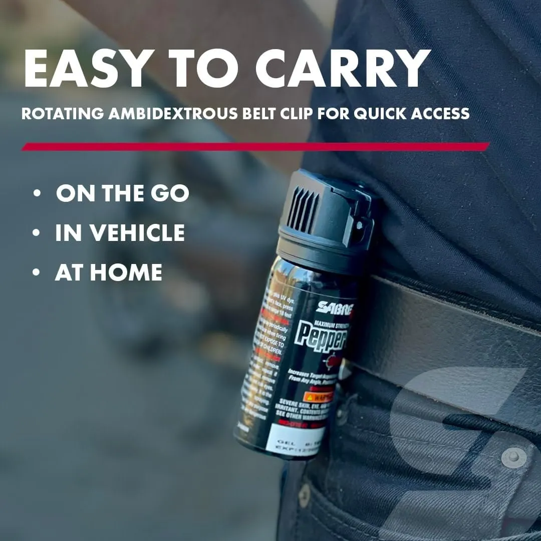SABRE Crossfire Pepper Gel, Deploys At Any Angle, Maximizes Target Acquisition Against Multiple Threats, Belt Clip For Easy Carry, Fast Flip Top, Max Police Strength OC, Pepper Spray Option 1.5 fl oz