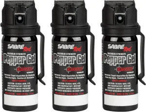 SABRE Crossfire Pepper Gel, Deploys At Any Angle, Maximizes Target Acquisition Against Multiple Threats, Belt Clip For Easy Carry, Fast Flip Top, Max Police Strength OC, Pepper Spray Option 1.5 fl oz