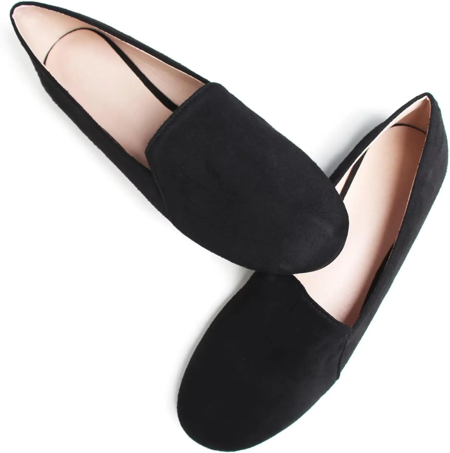 SAILING LU Women Pointed Toe Ballets Flats Faux Suede Comfortable Soft Ballet Walking Shoes Dressy Slip-on Ballerina Shoes