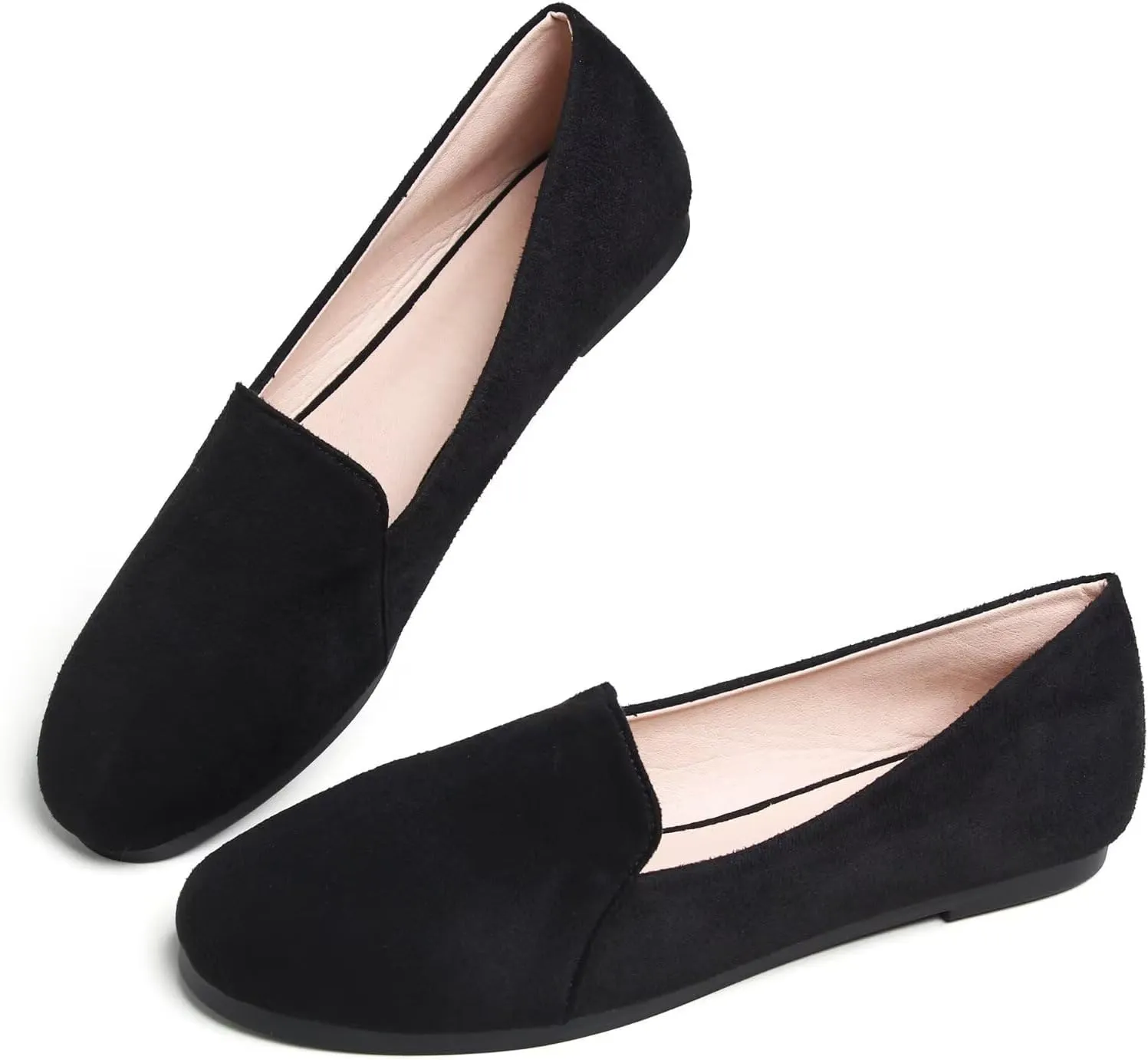 SAILING LU Women Pointed Toe Ballets Flats Faux Suede Comfortable Soft Ballet Walking Shoes Dressy Slip-on Ballerina Shoes