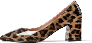 SAMMITOP Women's Chunky Block Pumps Closed Toe Slip On Heels Business Office Classic Dress Shoes