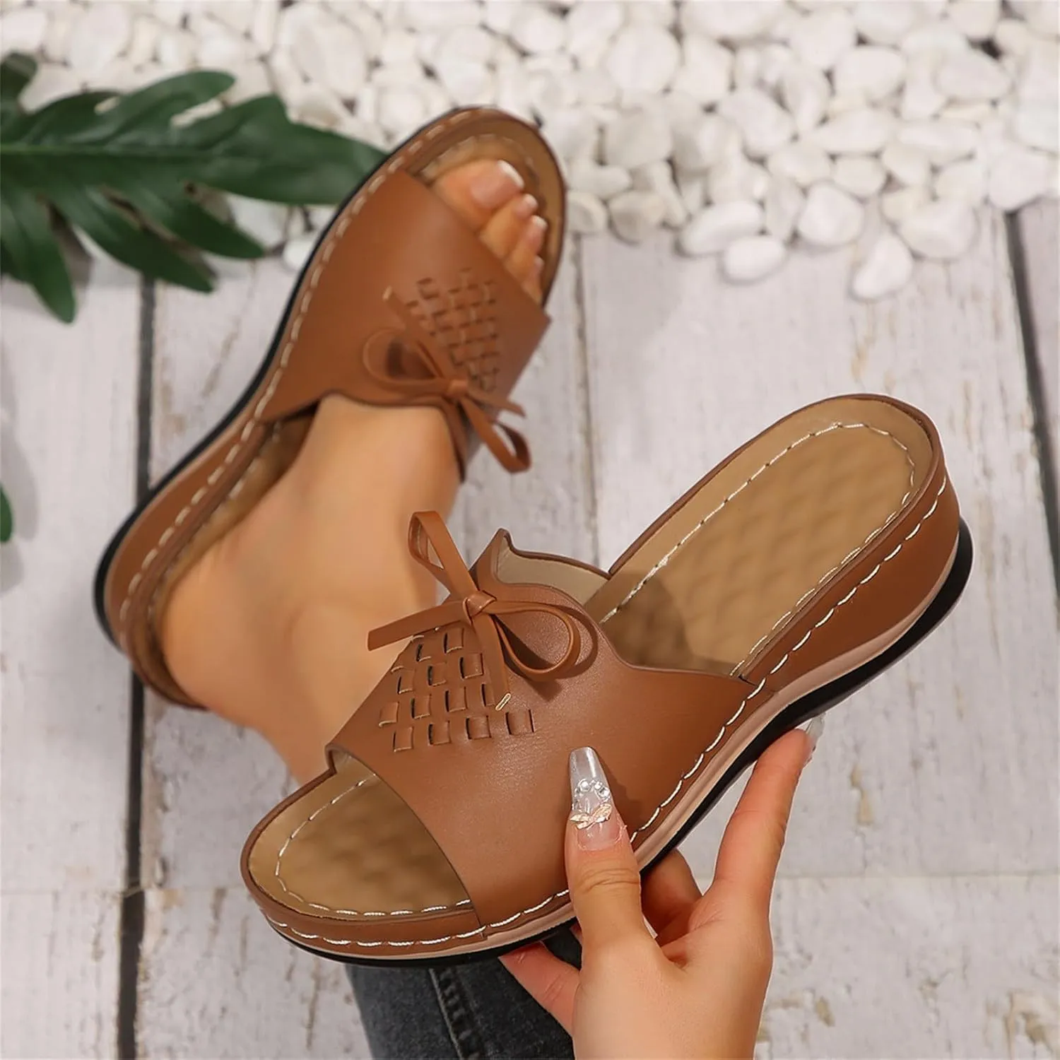 Sandals for Women 2025 Comfortable Arch Support Open Toe Soft Insole Beach Vacation Slingback Slip-On Wedge Sandals
