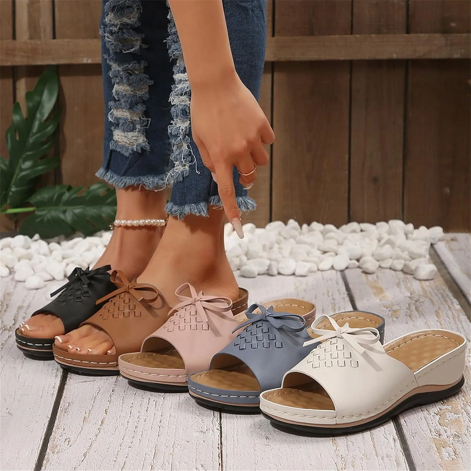 Sandals for Women 2025 Comfortable Arch Support Open Toe Soft Insole Beach Vacation Slingback Slip-On Wedge Sandals
