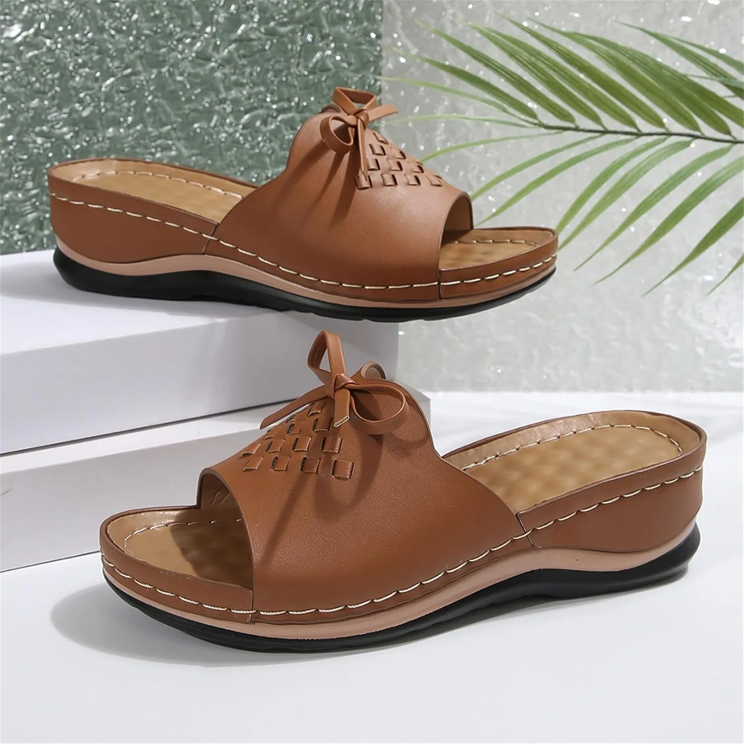 Sandals for Women 2025 Comfortable Arch Support Open Toe Soft Insole Beach Vacation Slingback Slip-On Wedge Sandals
