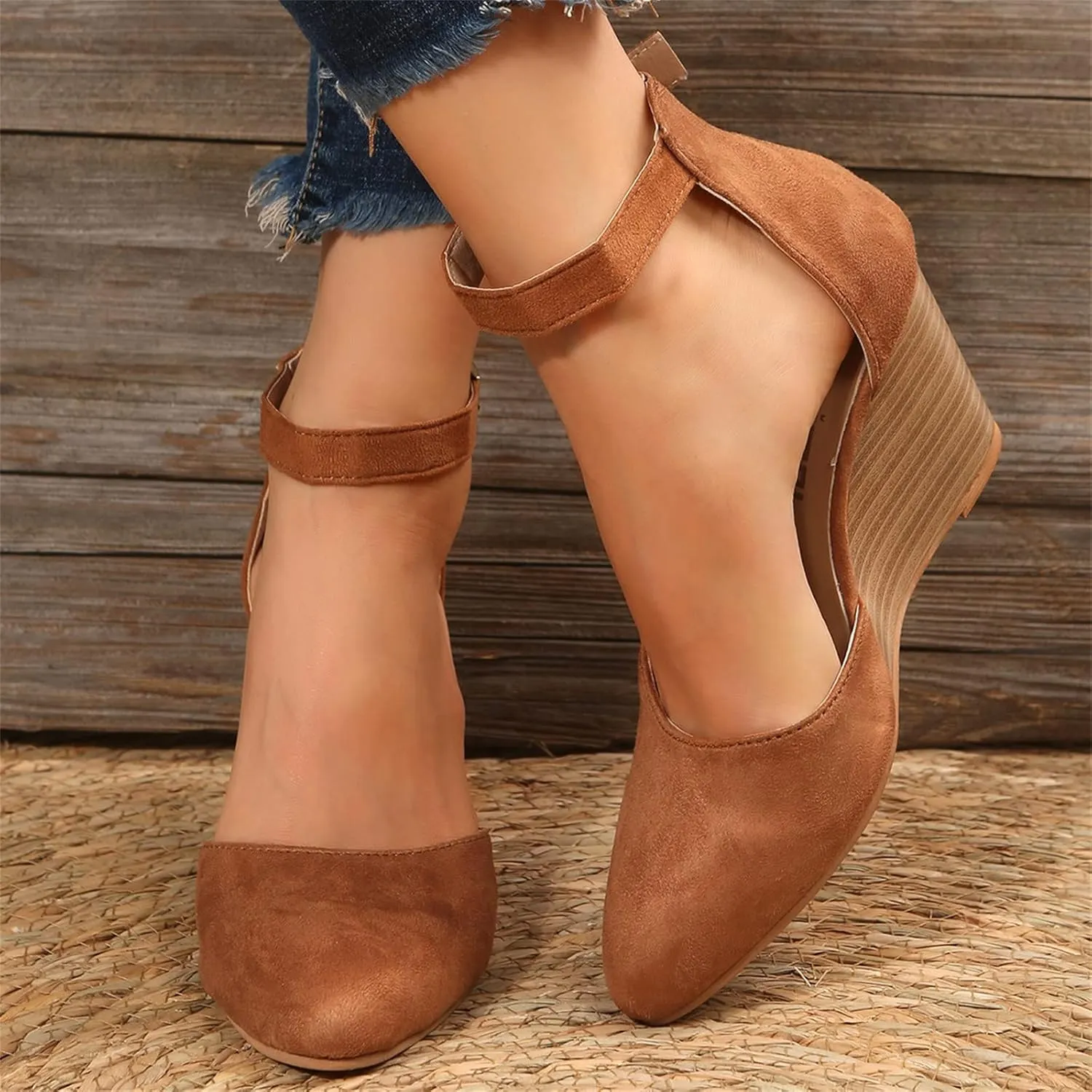 Sandals for Women Dressy Summer Closed Toe Espadrilles Wedge Sandals Ankle Strap Casual Closed Toe Sandals Platform Espadrilles Low Wedge Heel Sandals Outdoor Beach Shoes Comfortable