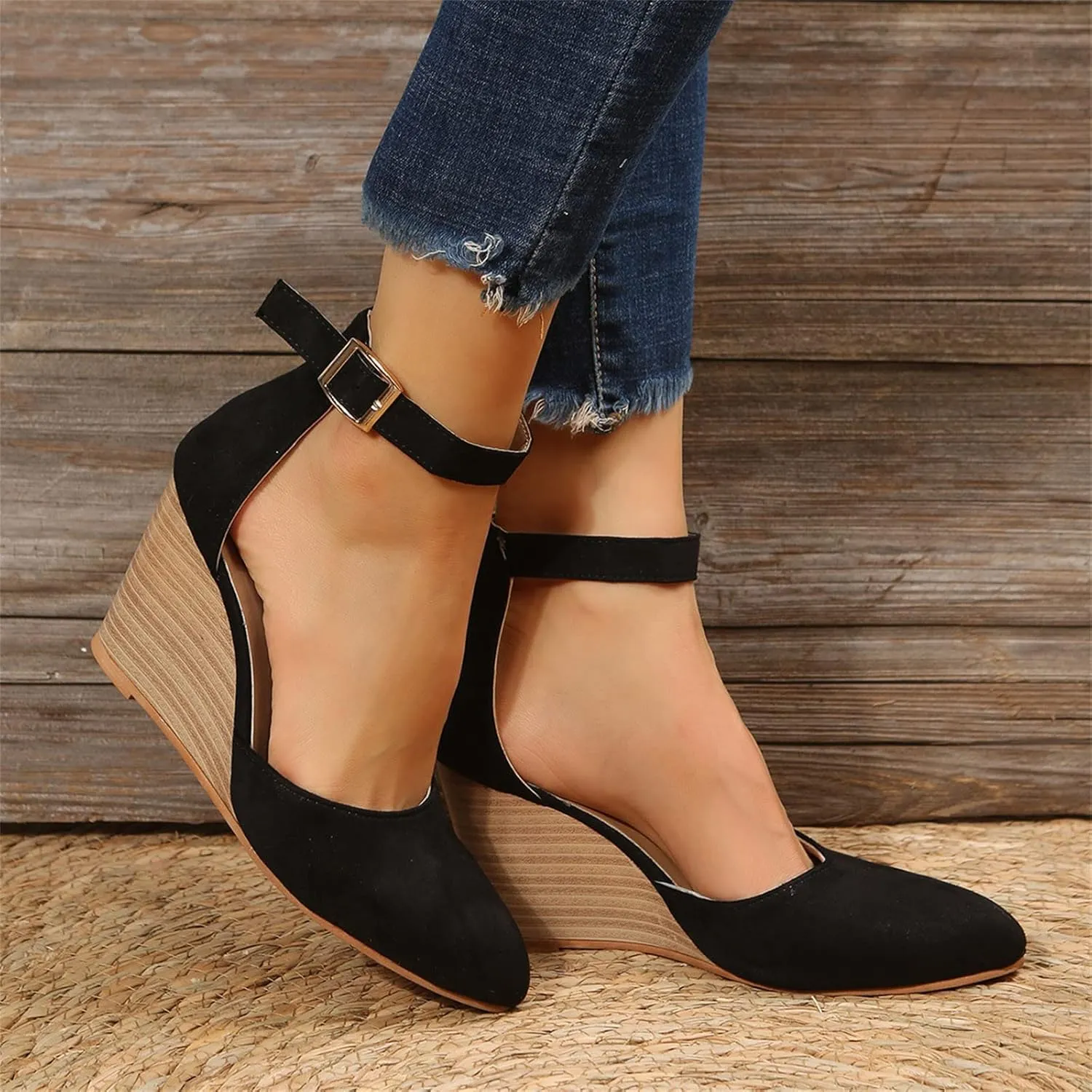 Sandals for Women Dressy Summer Closed Toe Espadrilles Wedge Sandals Ankle Strap Casual Closed Toe Sandals Platform Espadrilles Low Wedge Heel Sandals Outdoor Beach Shoes Comfortable