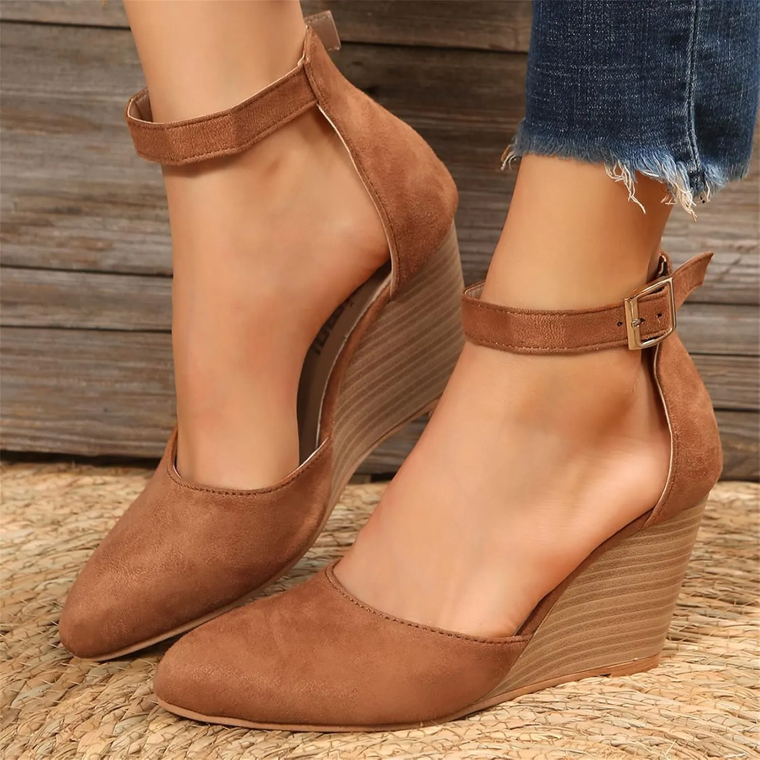 Sandals for Women Dressy Summer Closed Toe Espadrilles Wedge Sandals Ankle Strap Casual Closed Toe Sandals Platform Espadrilles Low Wedge Heel Sandals Outdoor Beach Shoes Comfortable